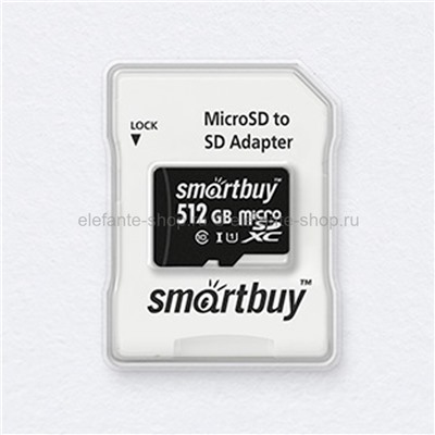 Карта памяти MicroSDXC 512GB Smart Buy Class10 UHS-1+ SD адаптер (UM)