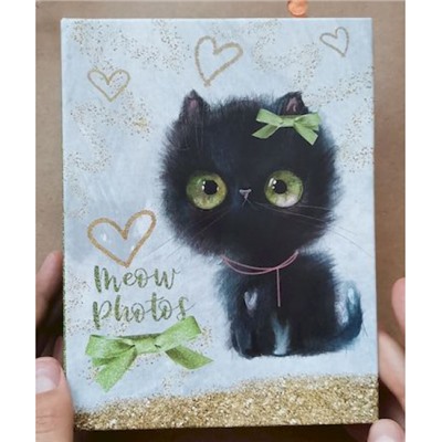 Фотоальбом 10х15 на 100 фотографий пластик. листы клепки "sweet kittens" Черный котенок FA 100.002-2