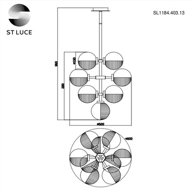 SL1184.403.13 Люстра подвесная ST-Luce Черный/Дымчатый G9 13*5W