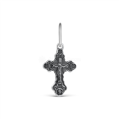 Крест православный из чернёного серебра - Спаси и сохрани 2,4 см 925 пробы 00-0037ч