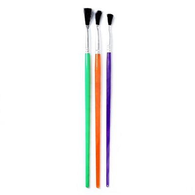 Набор кистей нейлон, 3 штуки, плоские, с пластиковыми, цветными ручками