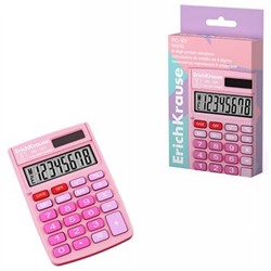 Калькулятор  8 разрядов 88х58 мм PC-101 Pastel розовый карманный 62007 Erich Krause