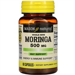 Mason Natural, Whole Herb Moringa, 500 mg, 60 Capsules