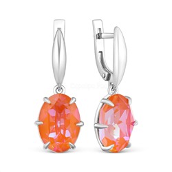 Серьги женские из серебра с кристаллами Премиум Австрия цвета оранжевое свечение родированные 0027с-001 L146D