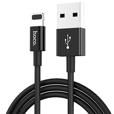 Кабель USB - Apple lightning Hoco X23 Skilled (повр. уп)  100см 2,1A  (black)