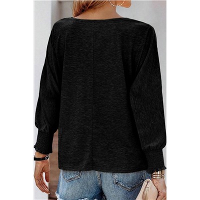 Black Marble Print Dolman Sleeve Top