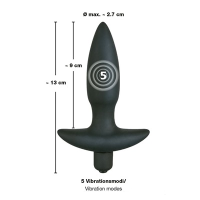 Анальная вибровтулка с 5 скоростями вибрации Vibrating Plug Small - 13 см.