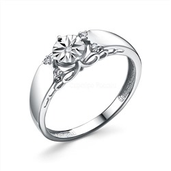 Кольцо из серебра с бриллиантом родированное 11-2456