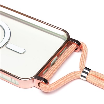 Чехол-накладка - SM016 SafeMag для "Apple iPhone 14 Plus" на ремешке (rose gold) (215641)