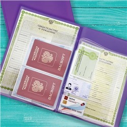 Папка для семейных документов с файлом для паспортов A4 ПВХ фиолетовая 2137.П-110 ДПС