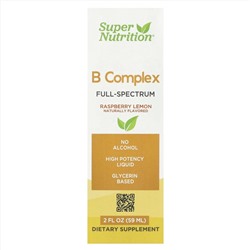 Super Nutrition, комплекс витаминов группы B, полный спектр, малина и лимон, 59 мл (2 жидк. унции)