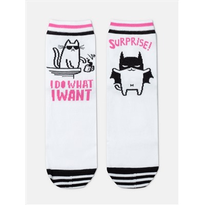 CONTE Хлопковые носки HAPPY c рисунками &quot;cat & surprise&quot;