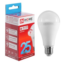 Лампа светодиодная IN HOME LED-A65-VC, Е27, 25 Вт, 230 В, 4000 К, 2250 Лм