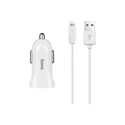 Адаптер Автомобильный с кабелем Hoco Z2 1USB/5V/1.5A +lightning (повр. уп.) (white)