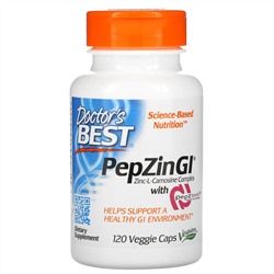 Doctor's Best, PepZin GI, комплекс цинк-L-карнозина, 120 вегетарианских капсул