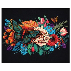 Картина по номерам на черном холсте «Бабочка на цветах», 40 × 50 см