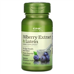 GNC, Bilberry Extract & Lutein, 60 Capsules