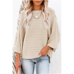 Apricot Exposed Seam Ribbed Knit Dolman Sweater