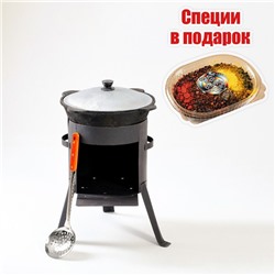 Набор для плова 3 предмета: казан 6 л, печь под казан, шумовка 43 см, приправа в подарок