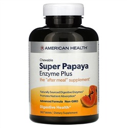 American Health, Super Papaya Enzyme Plus, жевательные таблетки с ферментами, 360 шт.