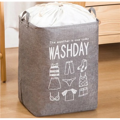 Корзина для вещей на завязках "Washday" серая