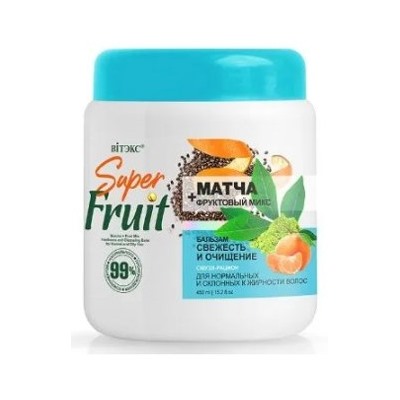 Витэкс SuperFRUIT Матча+фрукт.микс Бальзам Свежесть и очищение для норм. и склонных к жирности волос,450мл.