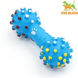 Игрушка пищащая увеличенная "Гантель с лапками" для собак, 16,5 x 6 см, голубая