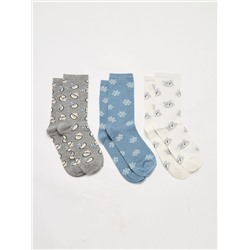 Набор из 3 пар носков с рисунком Вар. белая шерсть