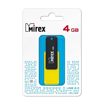 Флэш накопитель USB 4 Гб Mirex CITY (yellow/black)