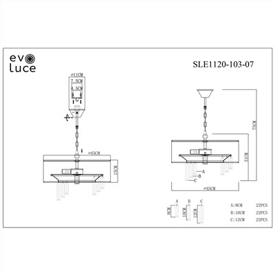 SLE1120-103-07 Люстра подвесная Хром/Белый E14 7*40W