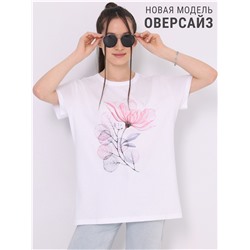 футболка 1ЖДФК4513001; белый / Розовый цветок