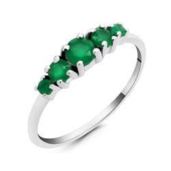 Кольцо из серебра зеленый агат, Синтория