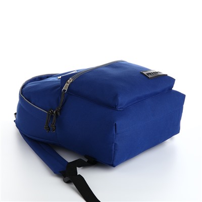 Рюкзак школьный на молнии, RISE, наружный карман, цвет синий