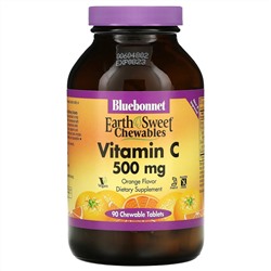 Bluebonnet Nutrition, EarthSweet Chewables, Vitamin C, Orange, 500 mg, 90 Chewable Tablets