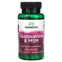Swanson, Глюкозамин и МСМ, 60 растительных капсул