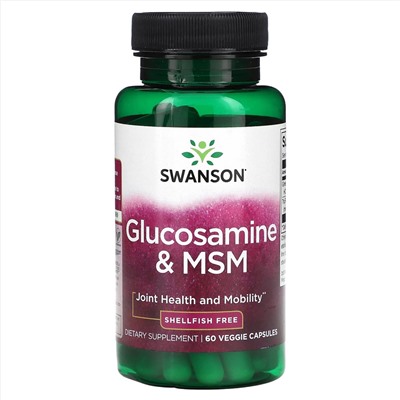 Swanson, Глюкозамин и МСМ, 60 растительных капсул