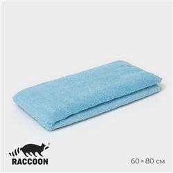 Тряпка для пола Raccoon, 250 г/м², 60×80 см, микрофибра, с оверлоком, 1 шт, цвет голубой