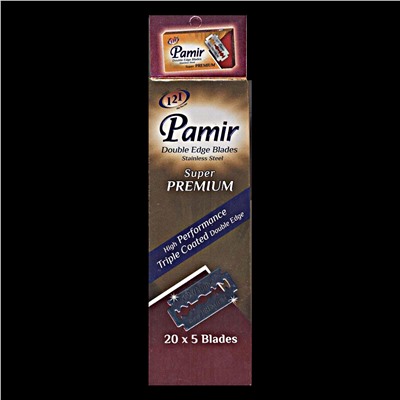 Лезвия для бритья классические двусторонние Pamir Stainless Steel Super Premium 5шт. (20X5шт. =100 лезвий) в картонном блоке