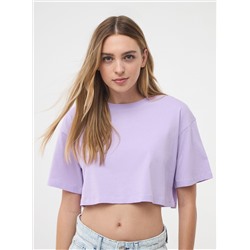 Однотонная укороченная футболка фиолетовый