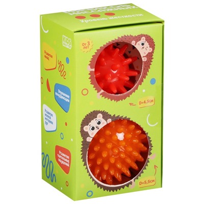 Набор массажных мячей ONLYTOP «Ёжики»: 2 шт., d=4,5, d=5,5 см, цвета МИКС