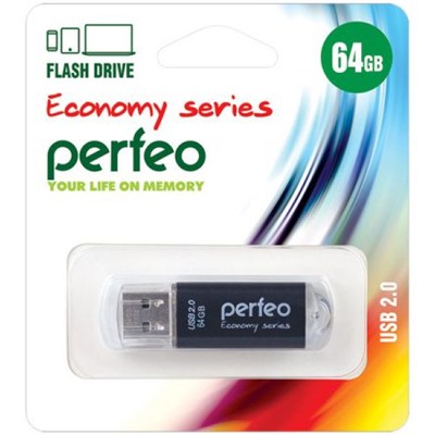 USB-флеш-накопитель PERFEO 64GB E01 Black economy series Perfeo