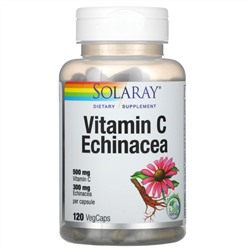 Solaray, витамин C с эхинацеей, 500 мг, 120 растительных капсул
