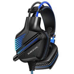 Компьютерная гарнитура Borofone BO101 Racing (повр. уп.) с микрофоном, игровая серия, USB-A + 3,5 Jack (blue) (blue)