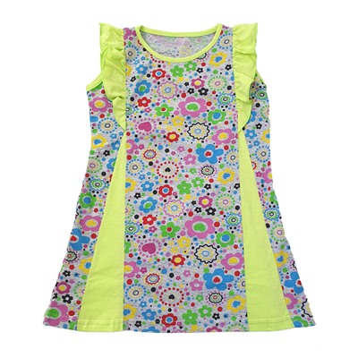 ПЛ-728 Платье для девочки (серый в цветочек)