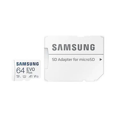 Карта флэш-памяти MicroSD 64 Гб Samsung +SD адаптер (class 10) UHS-1 U3+ Evo Plus (до130 MB/s)