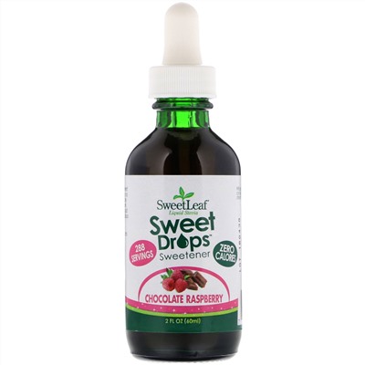 Wisdom Natural, SweetLeaf, Liquid Stevia, Sweet Drops Sweetener, Chocolate Raspberry, 2 fl oz (60 ml)