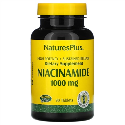 Nature's Plus, никотинамид, 1000 мг, 90 таблеток