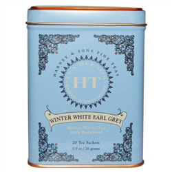 Harney & Sons, Зимний белый чай Эрл Грей, 20 чайных саше, 26 г (0,9 унции)