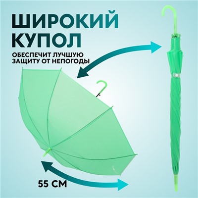 УЦЕНКА Зонт - трость полуавтоматический, 8 спиц, R = 46/55 см, D = 110 см, цвет зеленый