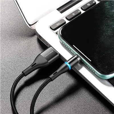 Кабель USB - Apple lightning Borofone BU16 Skill (повр. уп) магнитный  120см 2,4A  (black)